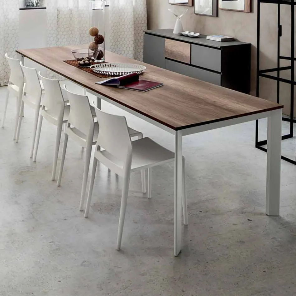 Mesa extensible hasta 334 cm efecto madera Made in Italy - Bavaria Viadurini
