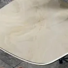 Mesa con tapa de cerámica en forma de barril y base de acero Made in Italy - Ezzellino Viadurini