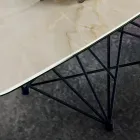 Mesa con tapa de cerámica en forma de barril y base de acero Made in Italy - Ezzellino Viadurini