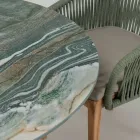 Mesa con tapa de cerámica y base de teca Made in Italy - Casco Viadurini