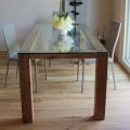 Mesa con sobre de cristal y madera de fresno modero Made in Italy - Asella