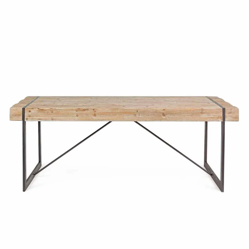Mesa de madera de abeto de estilo industrial Homemotion - Wallie Viadurini