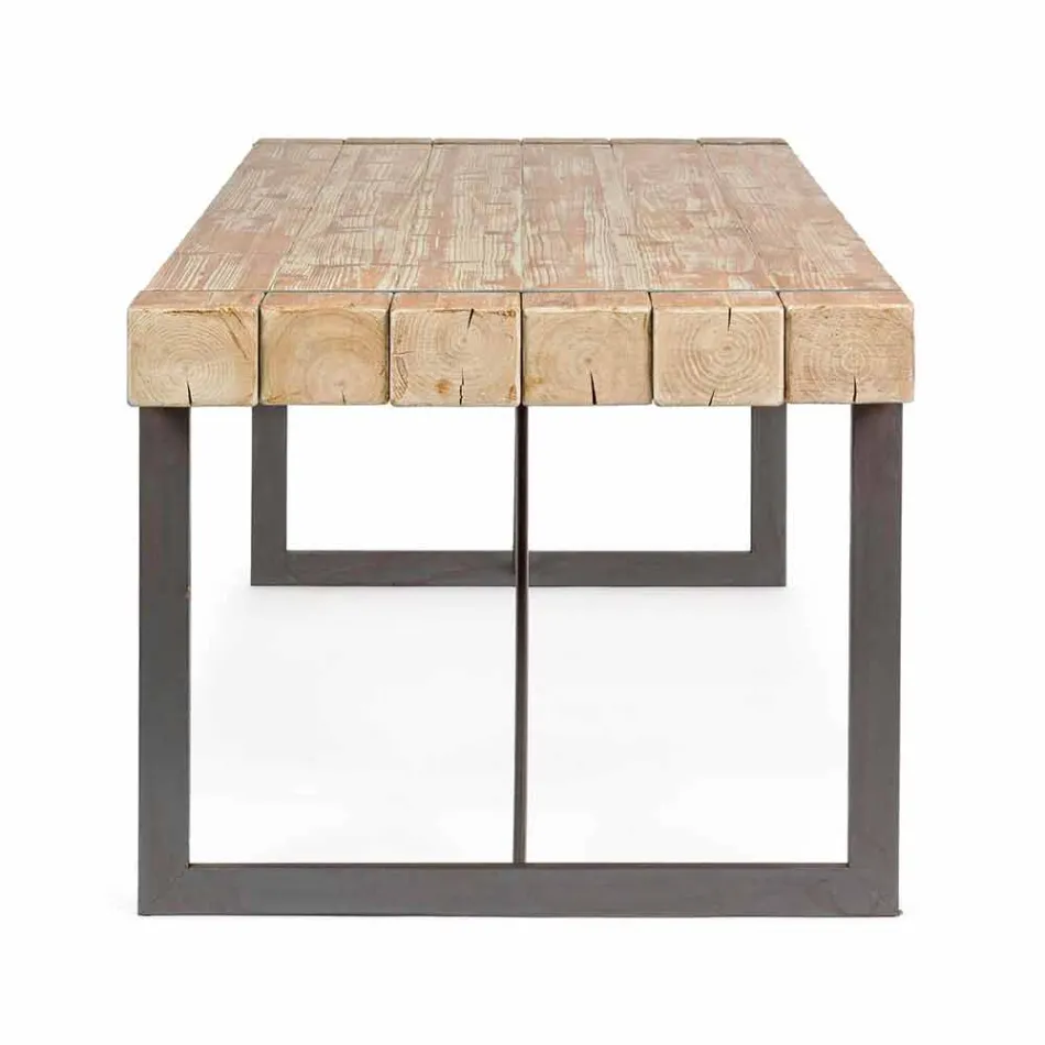 Mesa de madera de abeto de estilo industrial Homemotion - Wallie Viadurini