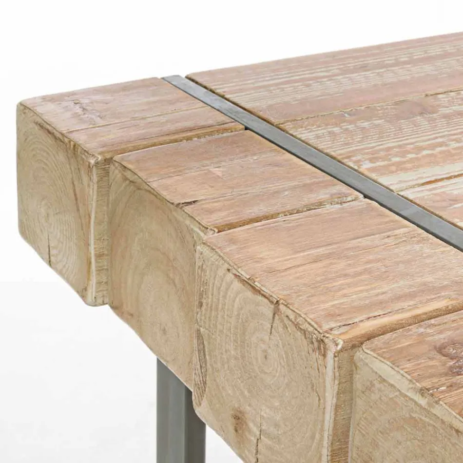 Mesa de madera de abeto de estilo industrial Homemotion - Wallie Viadurini