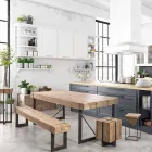 Mesa de madera de abeto de estilo industrial Homemotion - Wallie Viadurini