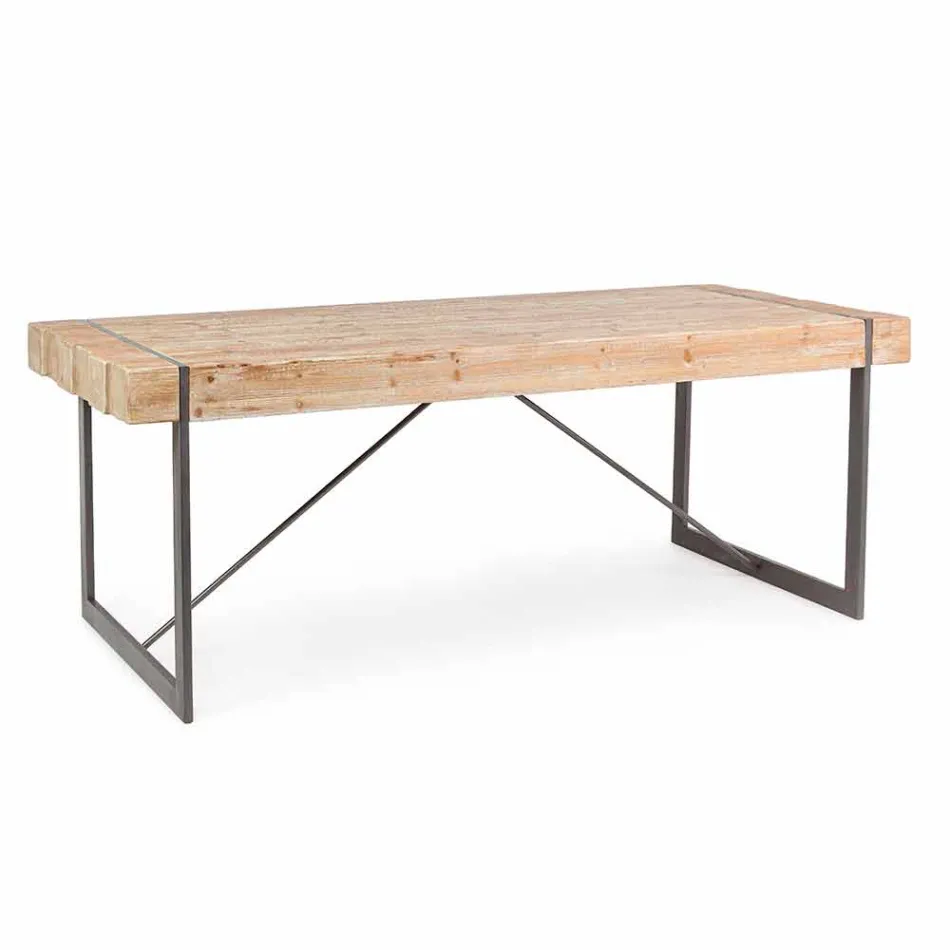 Mesa de madera de abeto de estilo industrial Homemotion - Wallie Viadurini