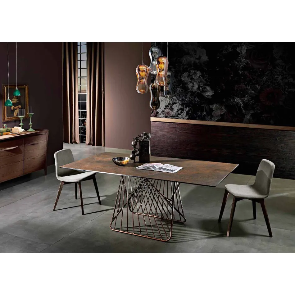 Mesa con tapa hecha en Italia vitrocerámica moderna, Mitia Viadurini