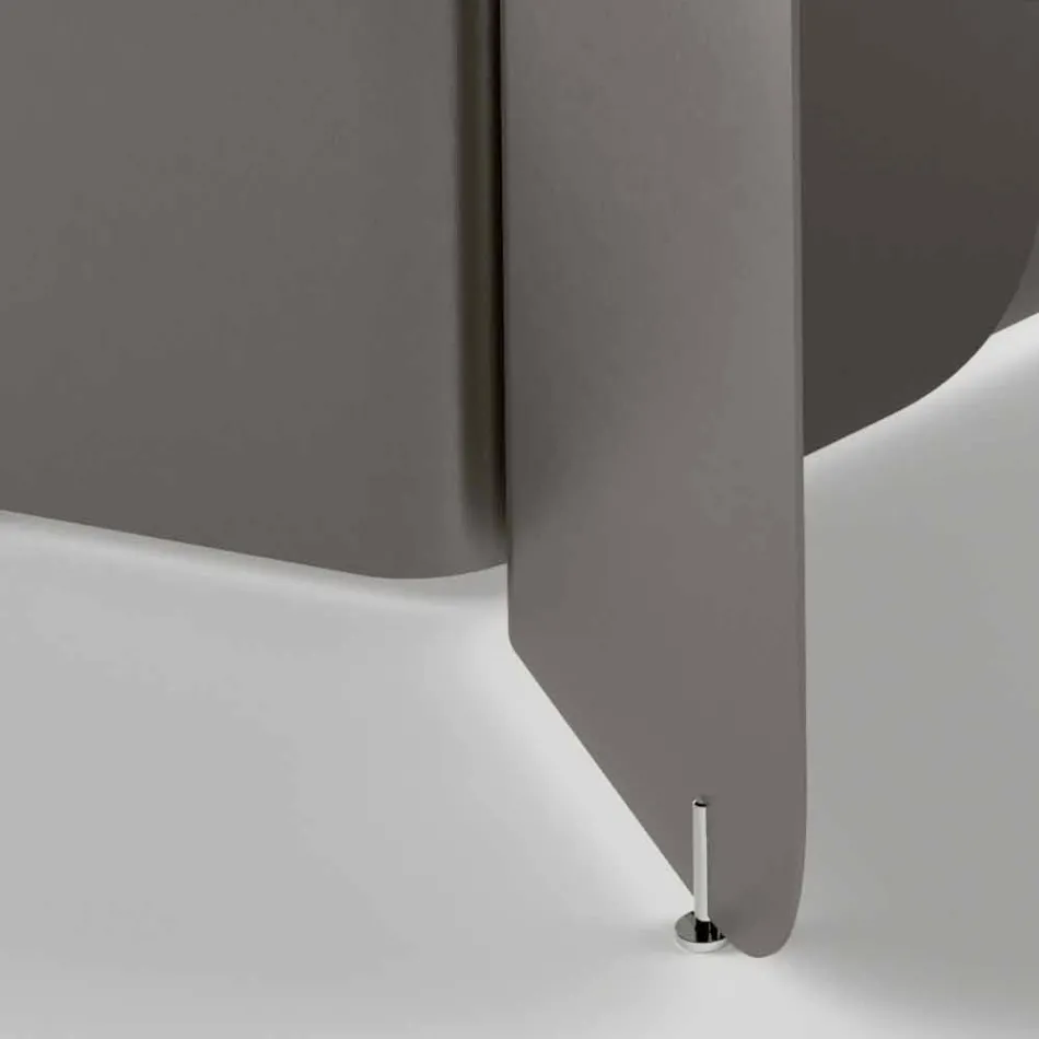 Mesa con tapa de cristal perfilado y base de metal curvada - Piacere Viadurini