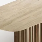 Mesa Lunaria con tablero de mármol y base de metal, fabricada en Italia. Viadurini
