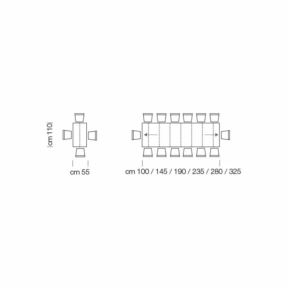 Mesa consola extensible hasta 325 cm en melamina Made in Italy - Settimmio Viadurini