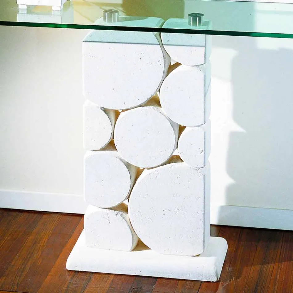 Tabla de consola en piedra y vidrio moderno diseño hosios Viadurini