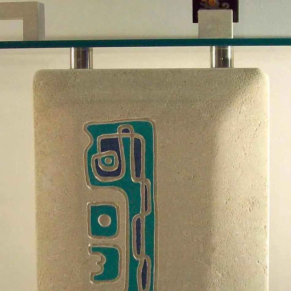 La extensión de la consola piedra rectangular y cristal Sotero Diseño Viadurini