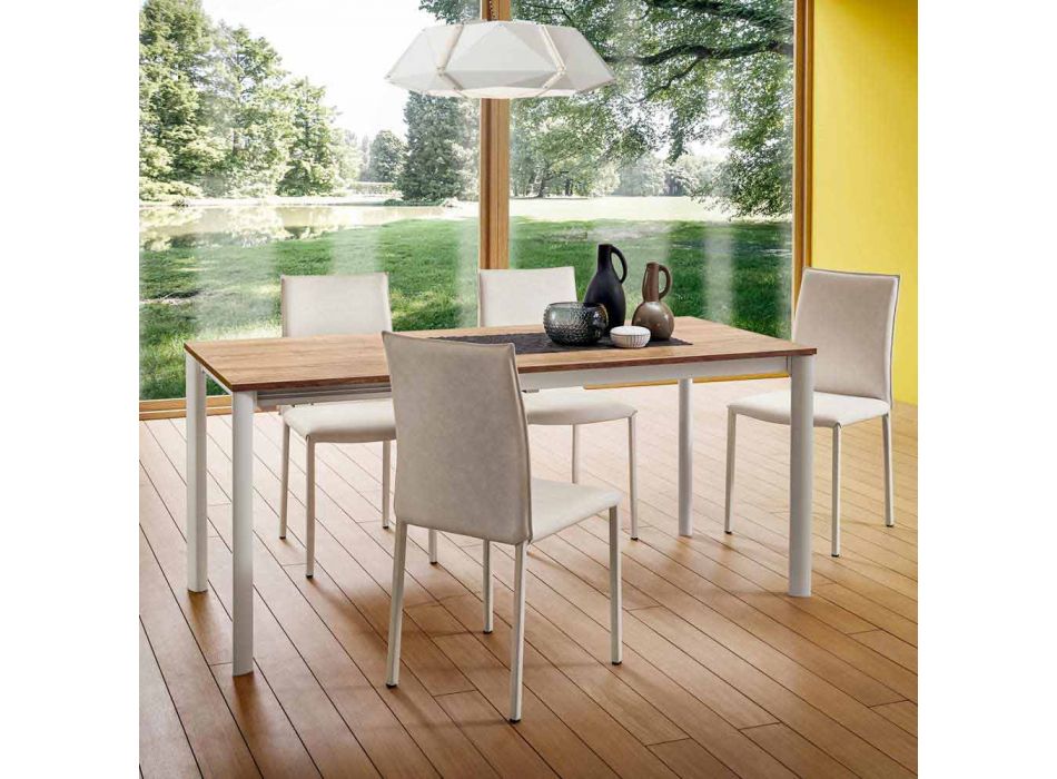 Mesa de cocina extensible hasta 240 cm efecto madera Made in Italy - Maltés Viadurini
