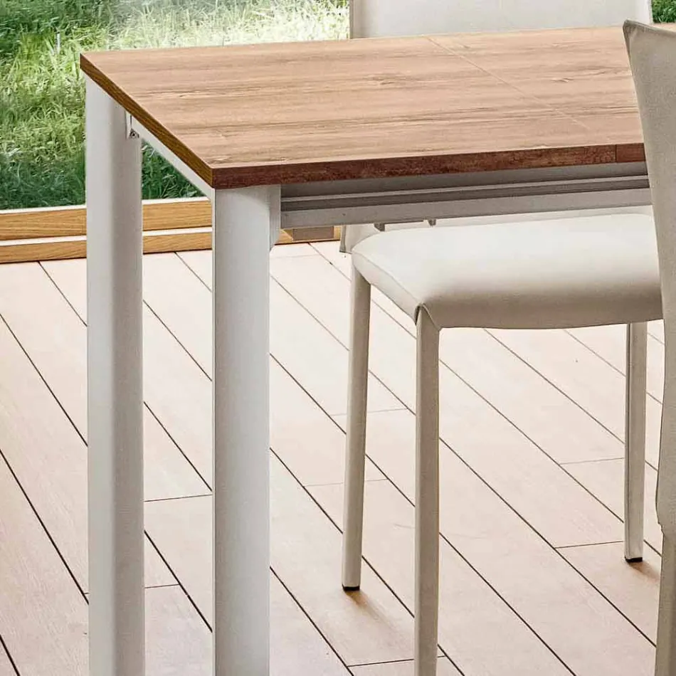 Mesa de cocina extensible hasta 240 cm efecto madera Made in Italy - Maltés Viadurini