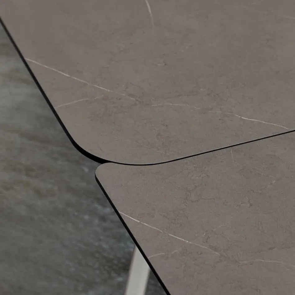 Mesa de cocina extensible hasta 280 cm efecto mármol Made in Italy - Pinocho Viadurini