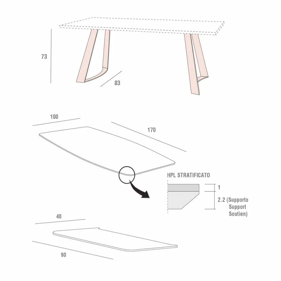 Mesa de cocina extensible hasta 280 cm efecto mármol Made in Italy - Pinocho Viadurini