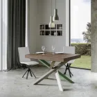 Mesa de cocina extensible hasta 440 cm en madera y hierro Made in Italy - Lennon Viadurini