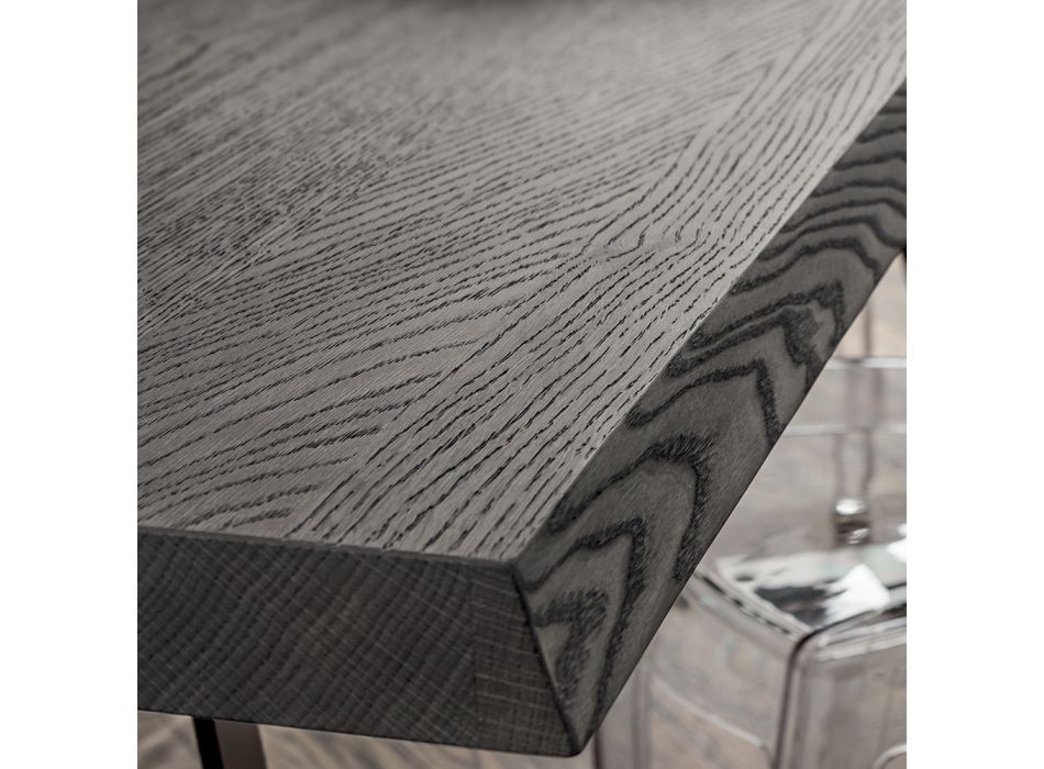Mesa de cocina con tablero de madera descortezada Made in Italy, Precious - Aresto Viadurini