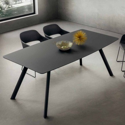Mesa de cocina en laminado Fenix y aluminio negro Made in Italy - Lingotto Viadurini