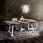Mesa de cocina en HPL con fina base de metal Made in Italy - Pinocho Viadurini