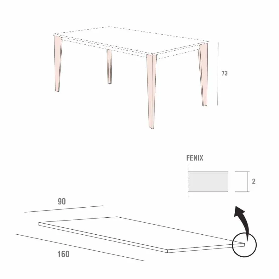 Mesa de cocina de metal pintado con tapa en Fenix Made in Italy - Efisto Viadurini