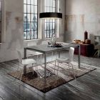 Mesa de cocina en vidrio mate con estructura de metal Made in Italy - Broche Viadurini