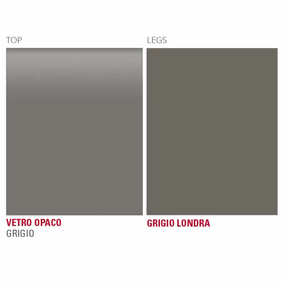 Mesa de cocina en vidrio mate con estructura de metal Made in Italy - Broche Viadurini