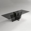 Mesa de cocina rectangular con tapa y base de vidrio Made in Italy - Tiseo