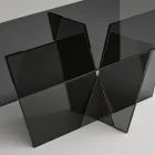 Mesa de cocina rectangular con tapa y base de vidrio Made in Italy - Tiseo Viadurini