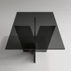Mesa de cocina rectangular con tapa y base de vidrio Made in Italy - Tiseo Viadurini
