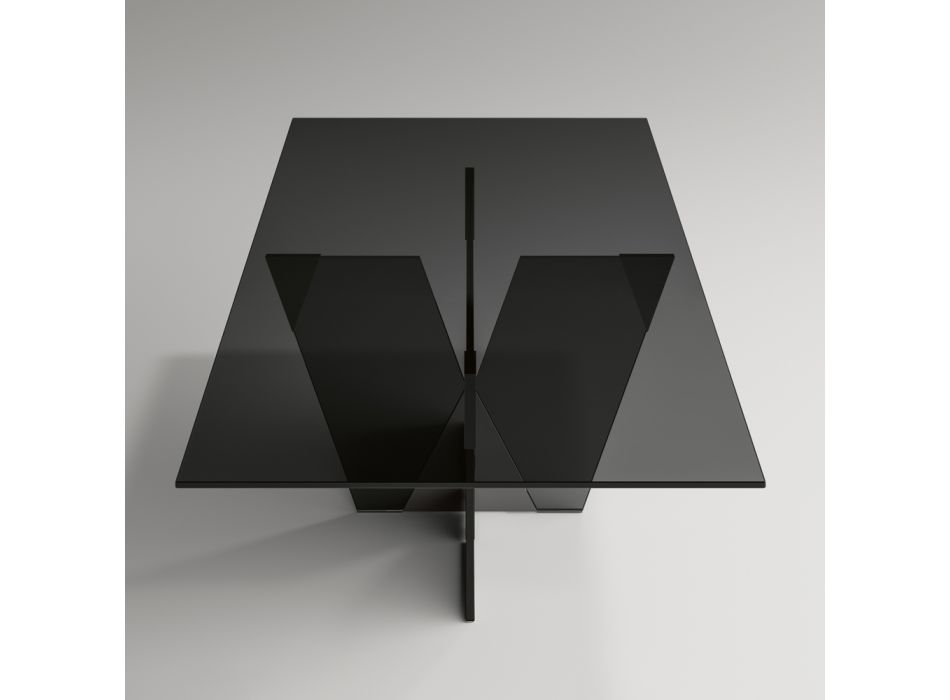 Mesa de cocina rectangular con tapa y base de vidrio Made in Italy - Tiseo Viadurini