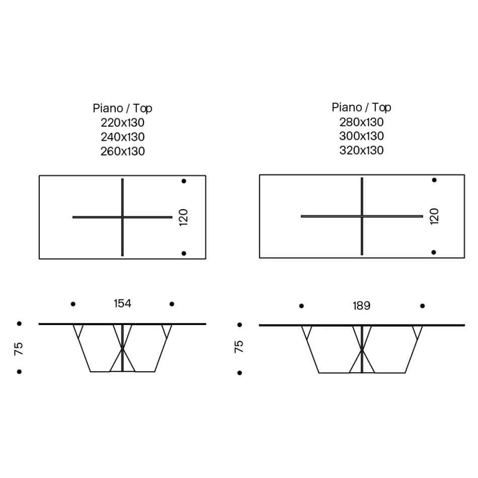 Mesa de cocina rectangular con tapa y base de vidrio Made in Italy - Tiseo Viadurini