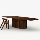 Mesa de cristal de 300 cm con base metálica, fabricada en Italia. Diseño: Lunaria. Viadurini