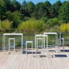 Mesa de bar cuadrada de metal pintado al aire libre Made in Italy - Fada Viadurini