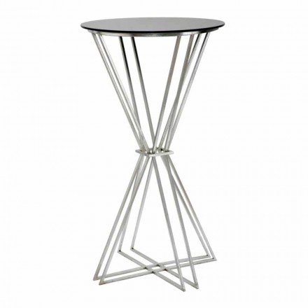 Mesa de bar redonda de diseño moderno en hierro y vidrio - Benita Viadurini