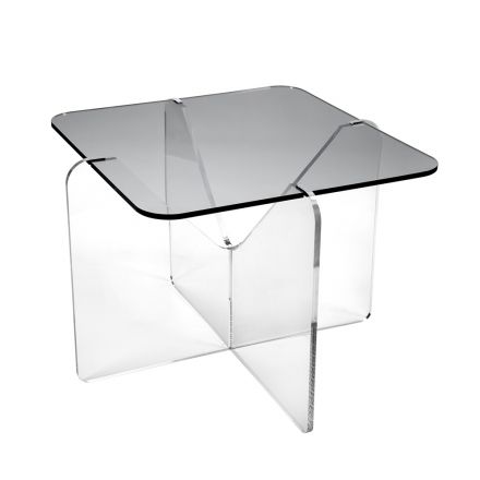 Mesa de centro de diseño en plexiglás transparente o ahumado - Draco Viadurini
