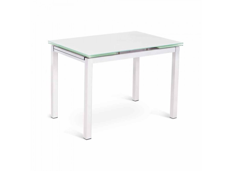 Mesa de cocina extensible de hasta 200 cm en vidrio y metal - Sello Viadurini