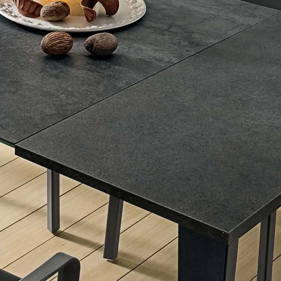 Mesa de cocina extensible de cerámica laminada fina Made in Italy - Efisto Viadurini