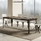 Mesa de cocina extensible en madera antracita y hierro Made in Italy - Sassone Viadurini