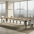 Mesa de cocina extensible en madera antracita y hierro Made in Italy - Sassone Viadurini
