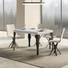 Mesa de cocina extensible en madera antracita y hierro Made in Italy - Sassone Viadurini