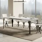 Mesa de cocina extensible en madera antracita y hierro Made in Italy - Sassone Viadurini