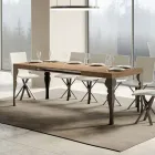 Mesa de cocina extensible en madera antracita y hierro Made in Italy - Sassone Viadurini