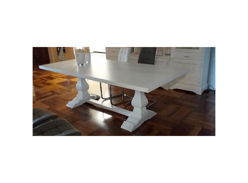 Mesa de cocina clásica en madera maciza de álamo Made in Italy - Sarbello Viadurini
