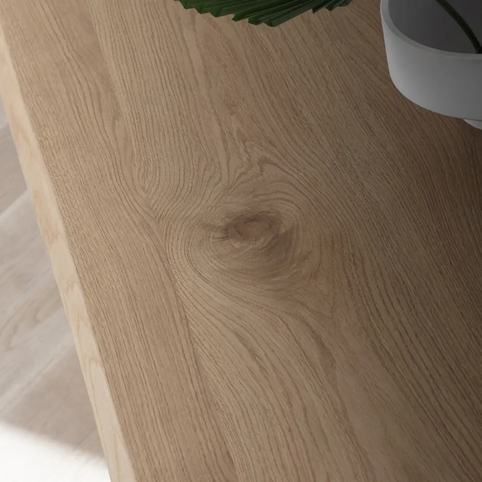 Mesa de cocina fija de metal y tapa de madera Made in Italy - Bastiano Viadurini