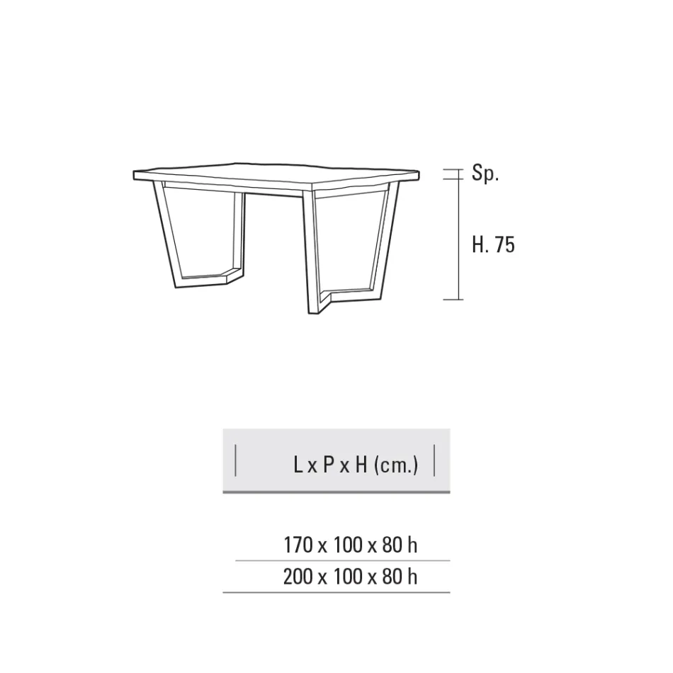 Mesa de cocina fija de metal y tapa de madera Made in Italy - Bastiano Viadurini