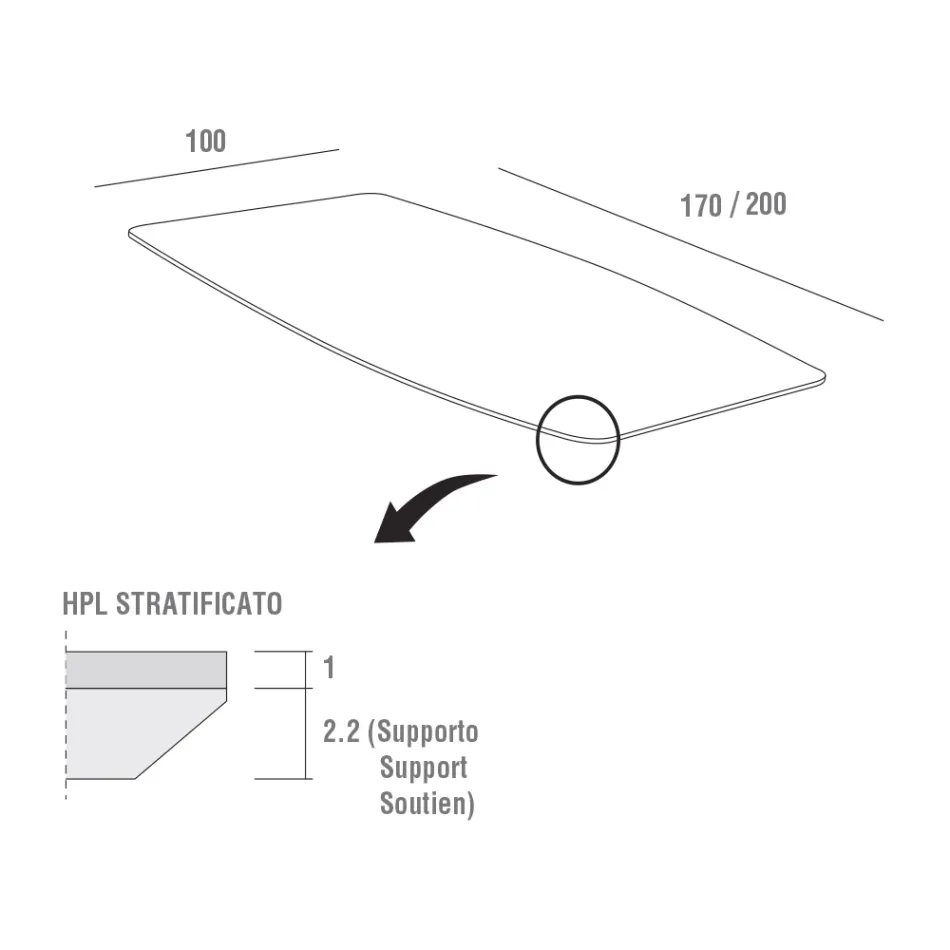 Mesa de cocina Hpl con base de metal antracita Made in Italy - Aresto Viadurini
