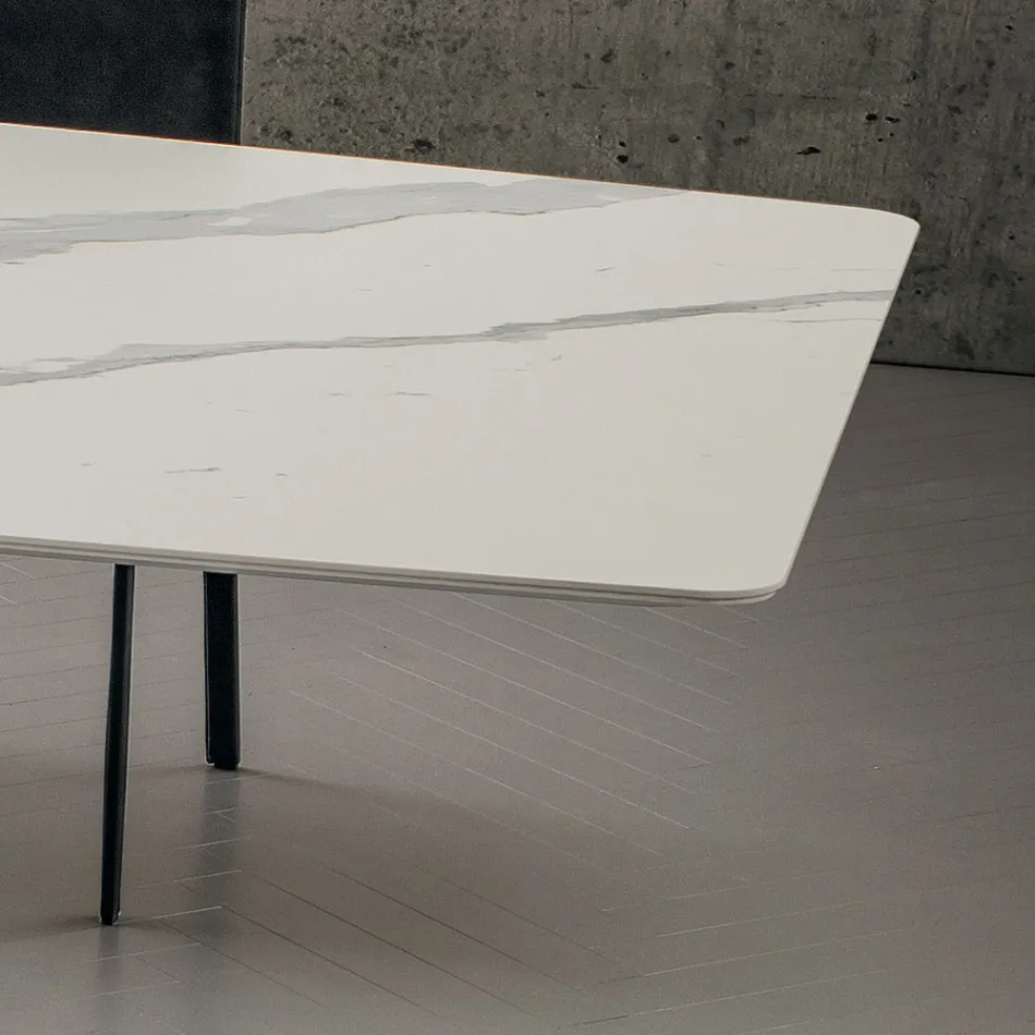 Mesa de cocina en Laminam con estructura de metal Made in Italy - Carlino Viadurini