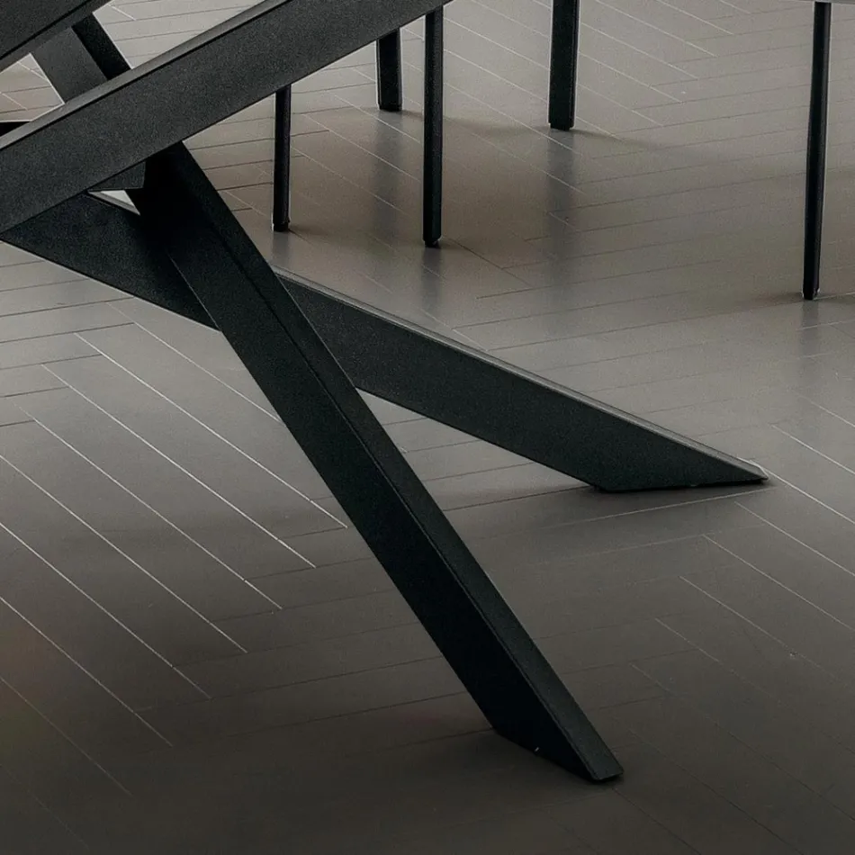 Mesa de cocina en Laminam con estructura de metal Made in Italy - Carlino Viadurini