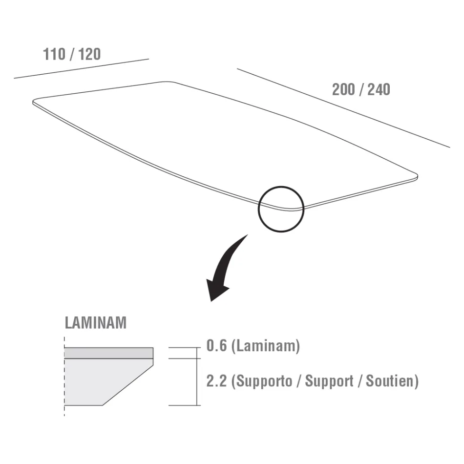 Mesa de cocina en Laminam con estructura de metal Made in Italy - Carlino Viadurini